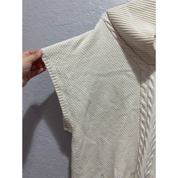 Talbots Short Sleeve Sweater Top Lambswool blend Sz XL Off White Cozy Cowl Neck - Picture 3 of 7
